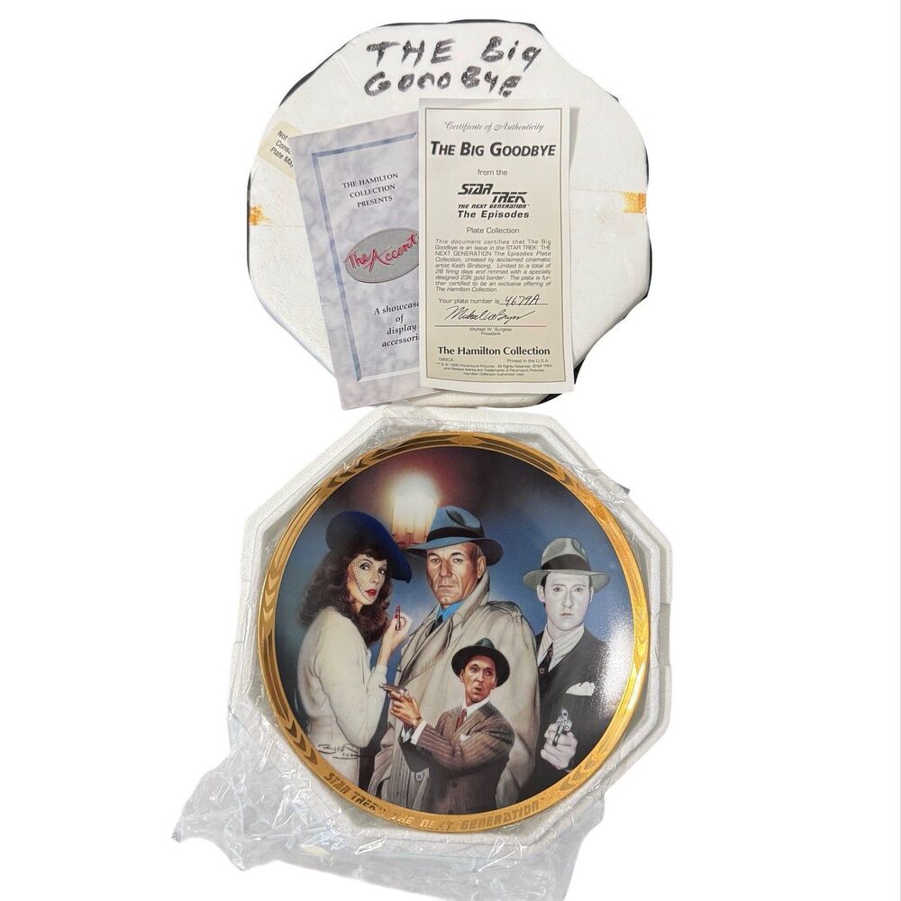 The Hamilton Collection Star Trek TNG THE BIG GOODBYE 4879A Collectors Plate